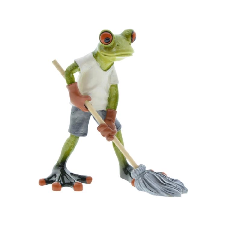 

Frogs Figurines Garden Decors Funny Mopping Frogs Garden Statues Unique Yart Art Outdoor Lawn Ornament for Outside Pond 1