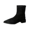 Skinny pointed middle heel Martin boots winter large size rear zipper suede short boots women