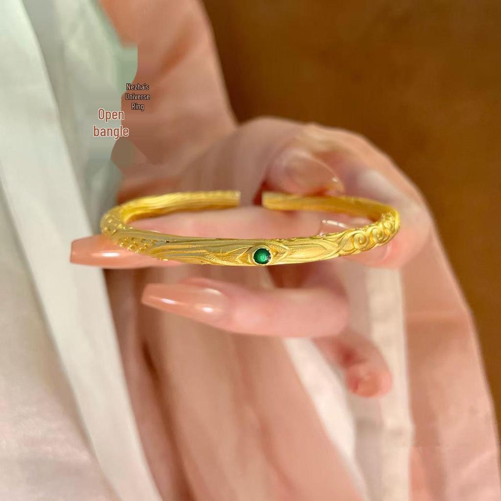 Ne Zha: Gold-Plated Qiankun Ring Bracelet - Unisex National Style Bangle Jewelry