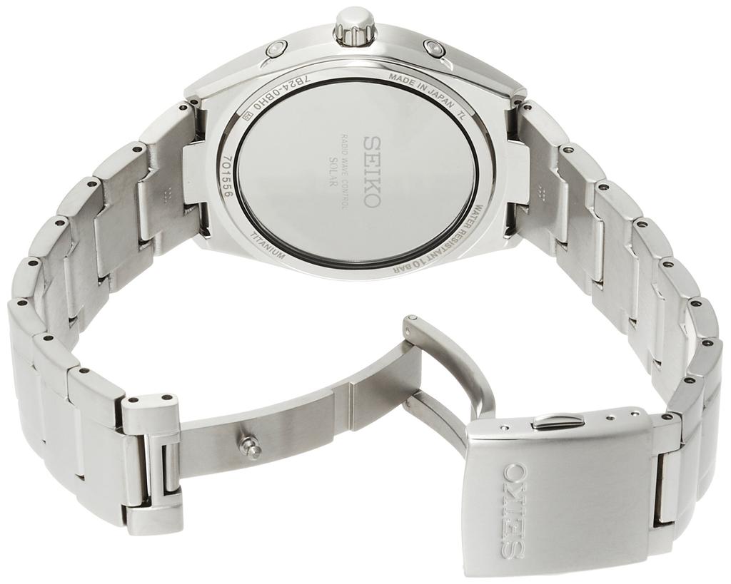 Seiko Watch SAGZ087 Men's Brightz Solar Radio Titanium Model Sapphire Glass Black Dial Silver