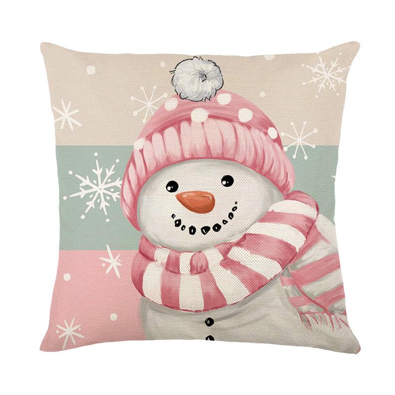 Christmas Pillowcase Decorative Linen Printed Porch Courtyard Sofa Home Decoration Pillowcase