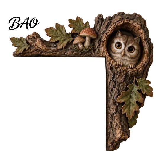 Decorative Accents for Reading Nooks Chipmunk Tree Door Topper, Squirrel Owl Wooden Frame Sign, Funny Whimsical Rustic Home Wall Animals Corner