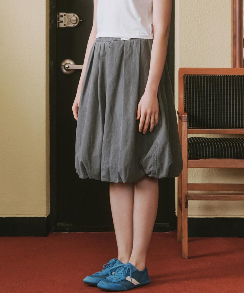 MALOUPE 3104 Balloon Denim Skirt (Gray)