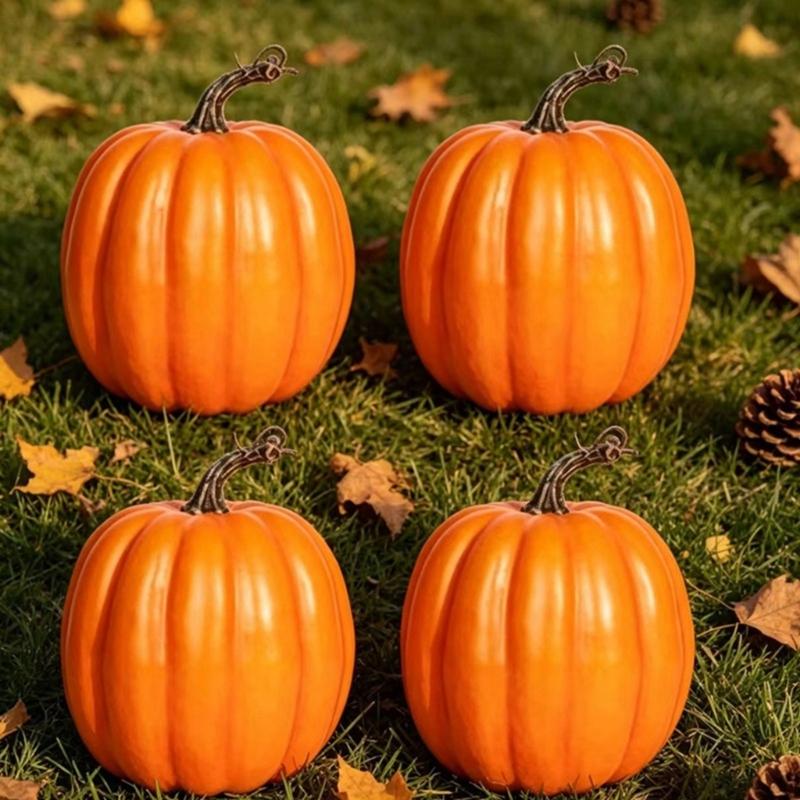 Seasonal Fall Accent Piece with Realistic Ridges and Curved Stem, Harvest Styling for Shelves, Entryway Tables, Trays, and Windowsills