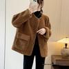 Women's Shearling Coat 2025 Autumn/Winter: Versatile Korean Style, Age-Reducing Loose Fit, Round Neck Top