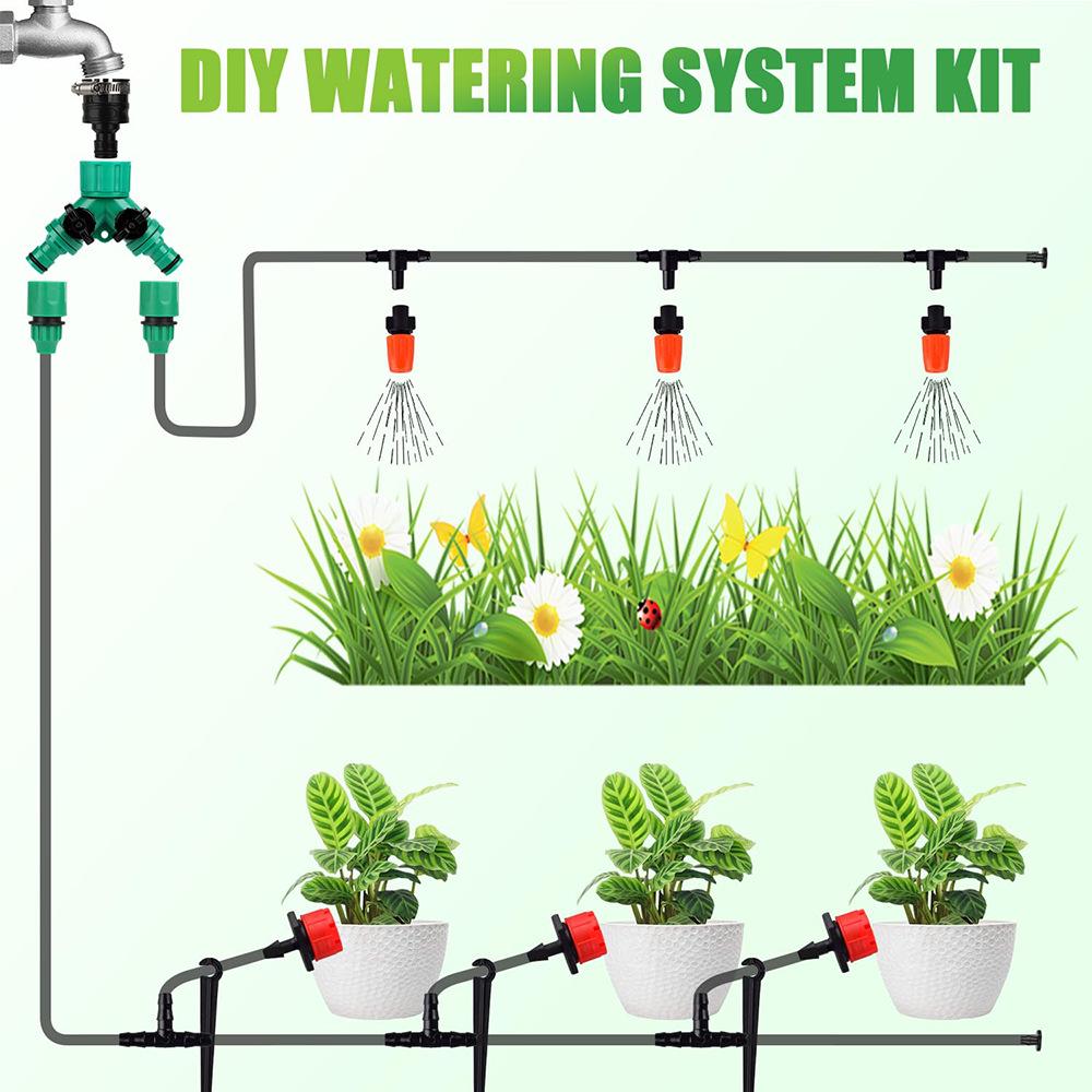 Automatic Drip Irrigation and Sprinkler System for Plant Watering, Garden Cooling, and Dust Removal
