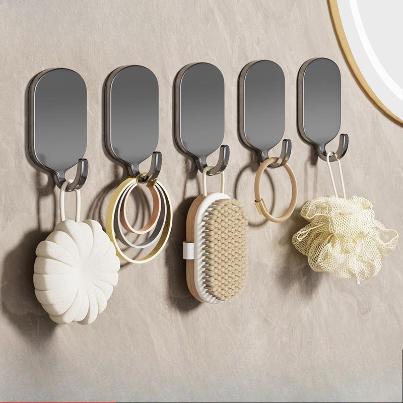 Non-drilled Stainless Steel Hook with Strong Adhesive for Heavy Load. Bathroom and Toilet Hanging Item Adhesive Wall Mount.