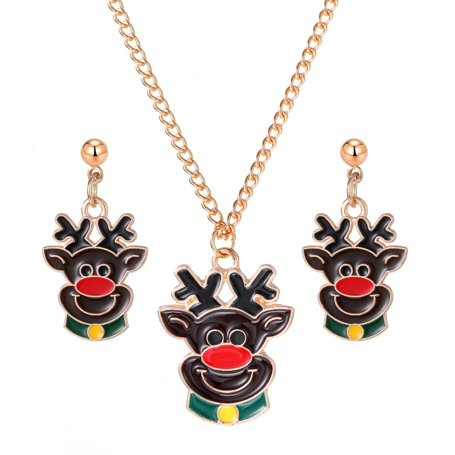 

Y2K Элегантные серьги с лосем для девочек, ожерелье, комплект из 3 предметов, модные серьги с подвеской в ​​виде лося, женский рождественский подарок, индивидуальная цепочка на свитер с кисточками чёрный