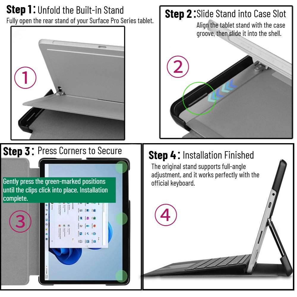 Custodia per Microsoft Surface Pro 7 6 5 4 Custodia in Pelle PU con Supporto da 12,3 Pollici Custodia per Tablet Microsoft Surface Pro 7 Plus