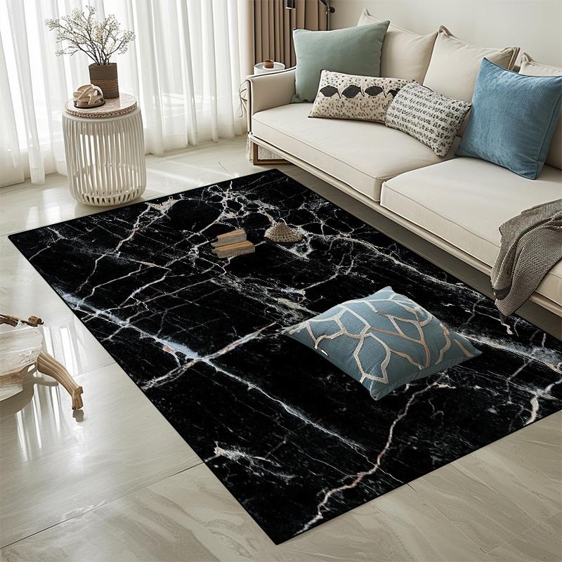 

Black Abstract Marble Area Rug – Modern Non-Slip Carpet, Washable Floor Mat for Living Room Bedroom Sofa Decor 60*90cm