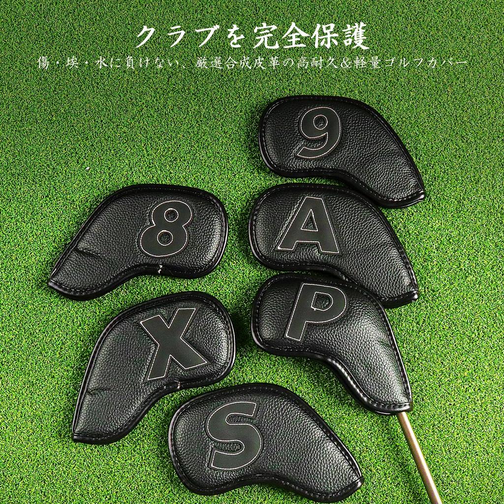 Golf Iron Covers, 10-Piece Set, Magnetic Closure, Golf Headcovers, Wedge Covers, Premium PU Leather, Lightweight, Durable, Water-Repellent, Dustproof,