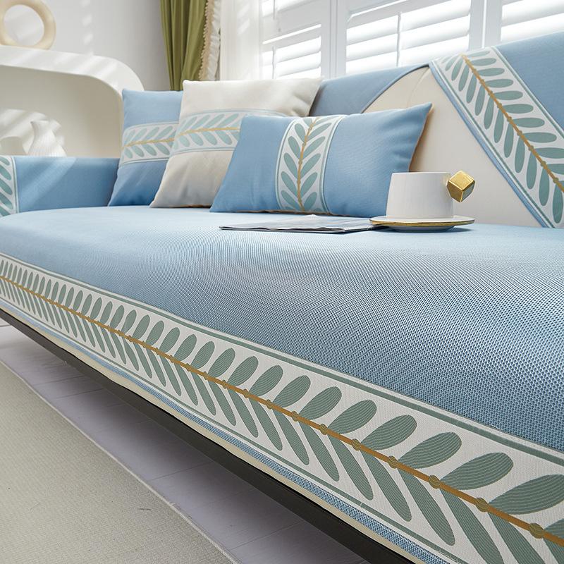 

Летний диван с ледяными листьями, прохладный бамбуковый коврик, летняя подушка, нескользящая ткань для чехла на диван 70*70cm