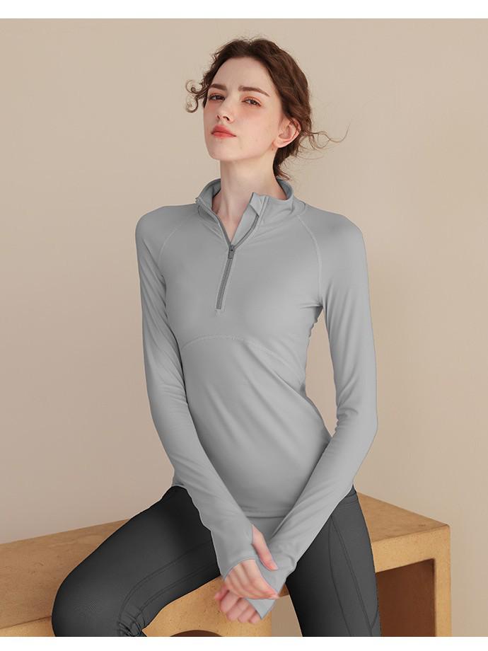 Women's Quick-Dry Half-Zip Yoga Top - Long Sleeve, Tight-Fitting Activewear