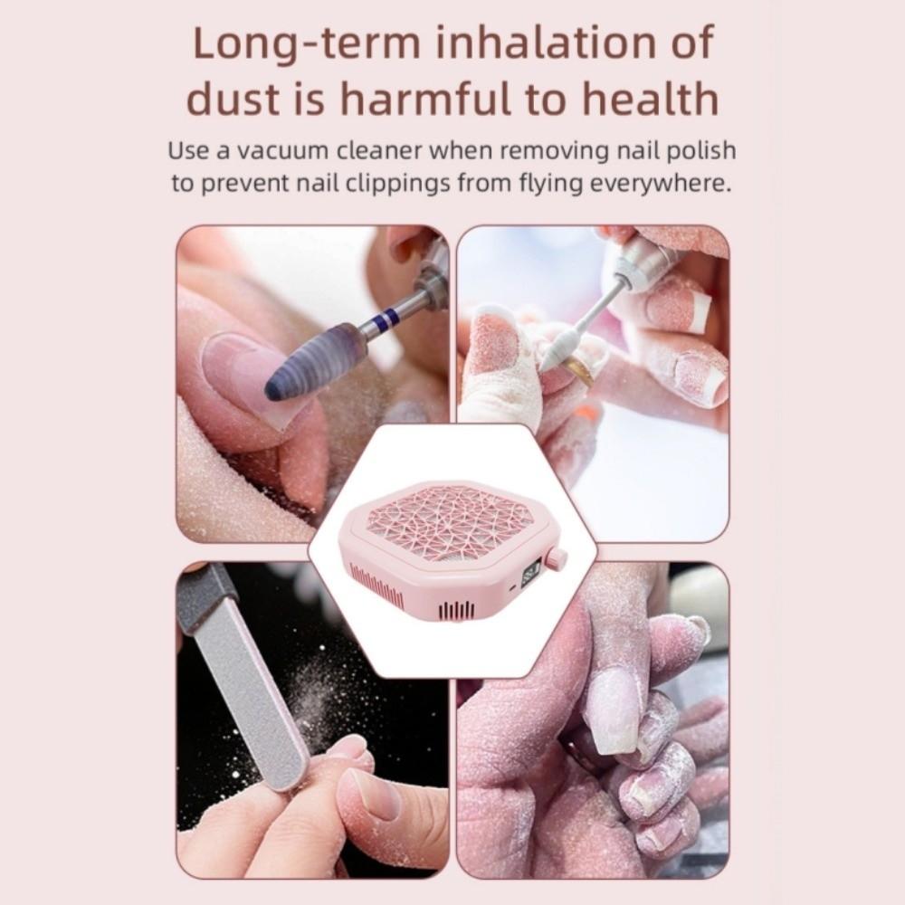 Reusable Filter Nail Dust Collector Strong Suction Cordless Portable Dust Suction Nail Salon