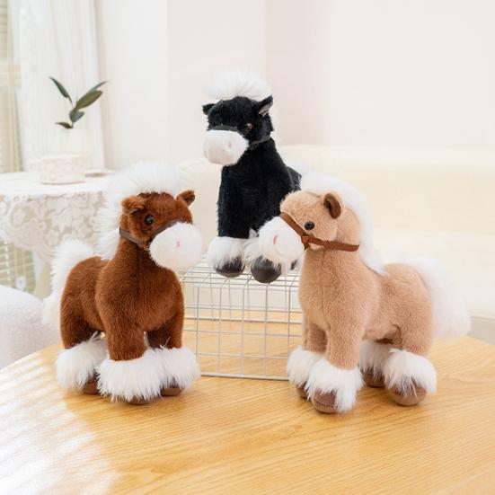 Horse Doll 2026 Good Luck In Year of The Horse Doll High Simulation Russian War Horse Shape PP Cotton Filling Zodiac Pony Figurine