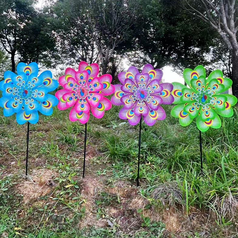 Colorful Outdoor Peacock Double-Layer Large Windmill for Scenic Areas and Night Markets