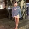 Frauen Langarm O Hals lose Pullover weibliche Tops einfarbig Sweatshirts