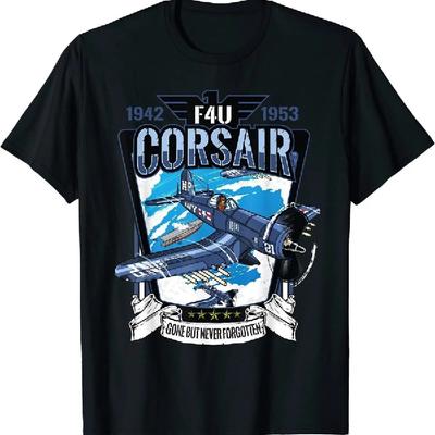 Camiseta Americana F4U Corsair Caza de Portaaviones de la Segunda Guerra Mundial Talla S-5XL