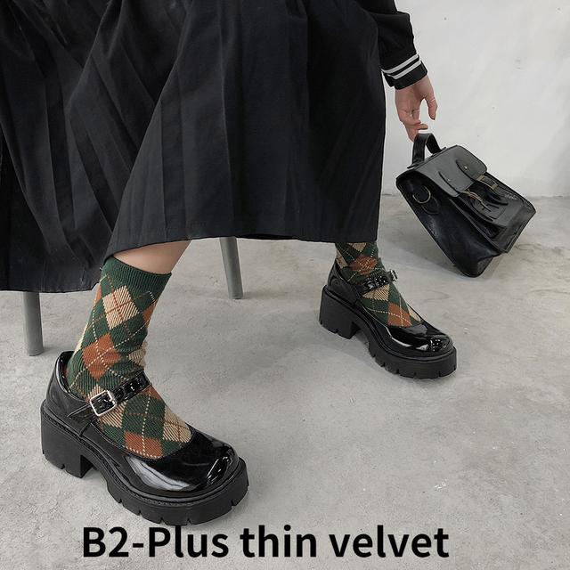 Japonské boty Mary Jane Dámské Jednobotky školního stylu s tlustou podrážkou Jaro Léto Nový styl Přezka Retro černé boty