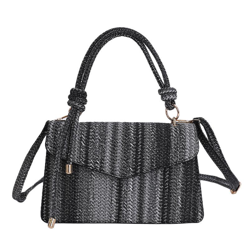 Textured portable shoulder bag 2 summer new trendy fashion versatile messenger bag retro simple handbag чёрный