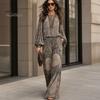 Atmungsaktive Stoffkleidung Boho-Print 2-teilige Sets für Damen, Lässiges Langarm-Oberteil Figurschmeichelndes Outfit für Birnenform, Weite Hosen Passende Sets, Sommer