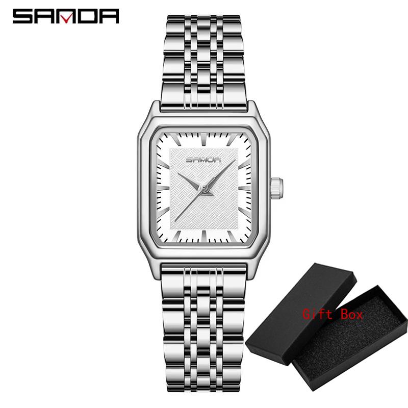 Sanda Top Brand Trendy Elegant Design Rectangle Dial Water Resistant Quartz Movement Business Women Arrival Analog Wrist Watch
