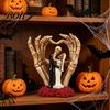 Gothic Themed Resin Collectible Skeleton Couple And Hand Ornament, with Rose Base, Durable Dark Romantic Halloween Decoration Skull Wedding Decor, for