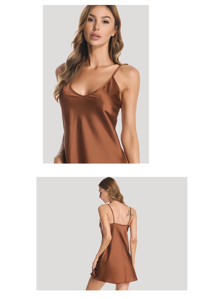 Satin Fauxseide Tiefes V Damen Camisole Nachthemd - Sexy Dessous & Modische Nachtwäsche für Frühling/Sommer