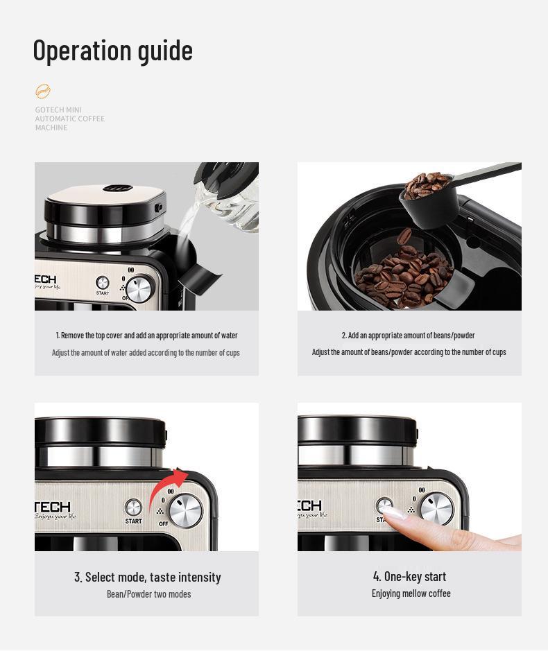 Compact Fully Automatic Coffee Maker with Fresh Grind & Brew Function