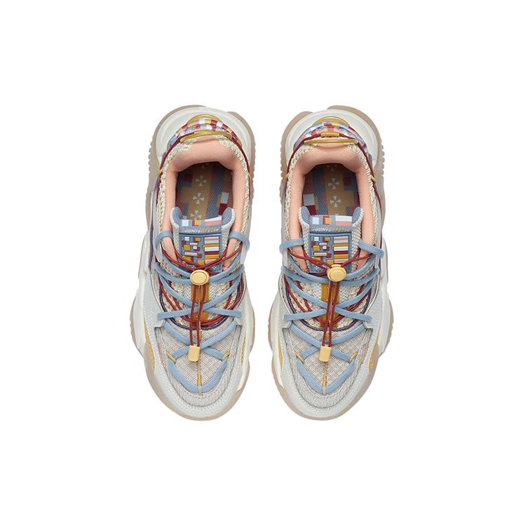 New LINING CF Casual Shoes Women's Low Top Pearl White/Silver Fish Gray/Light Ochre Yellow AGLR172-3