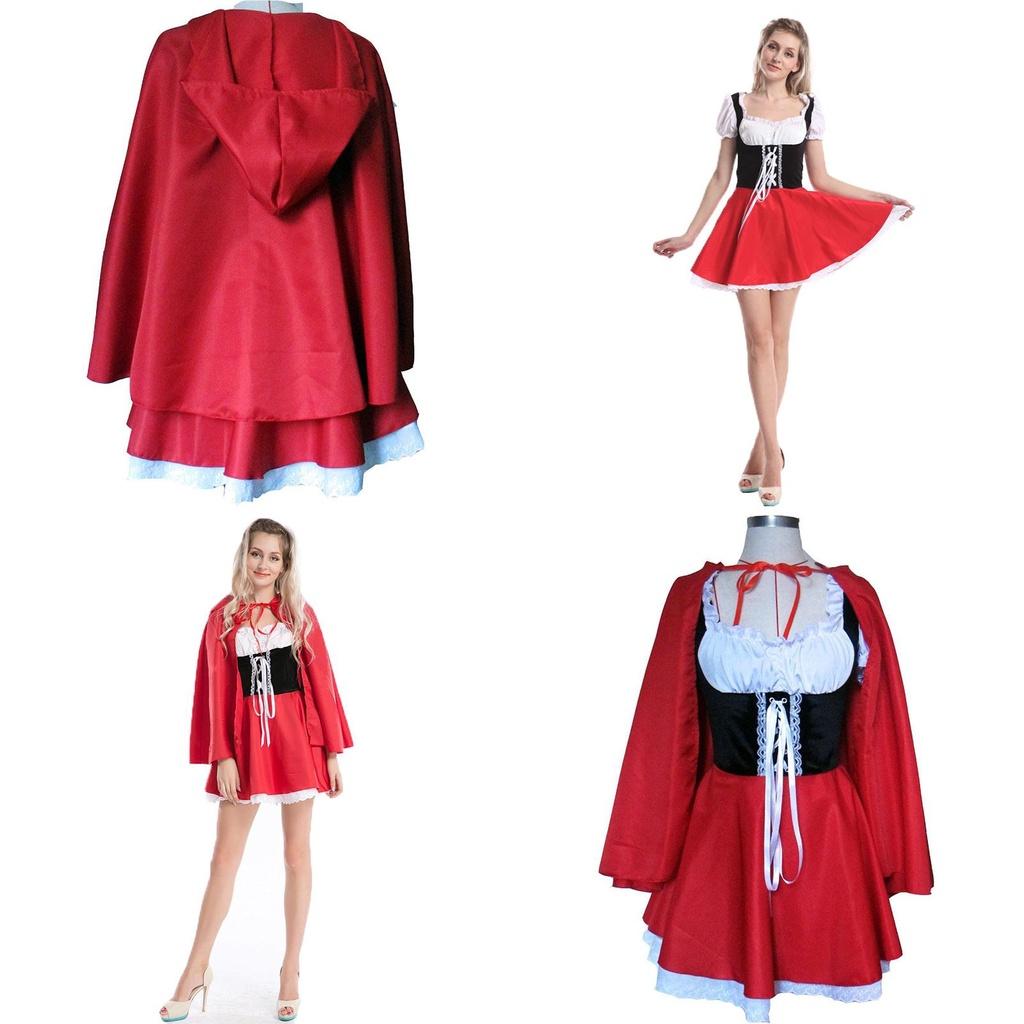 Enchanting Womens Little Red Riding Hood Costume Featuring Puff Sleeves And A-line Design