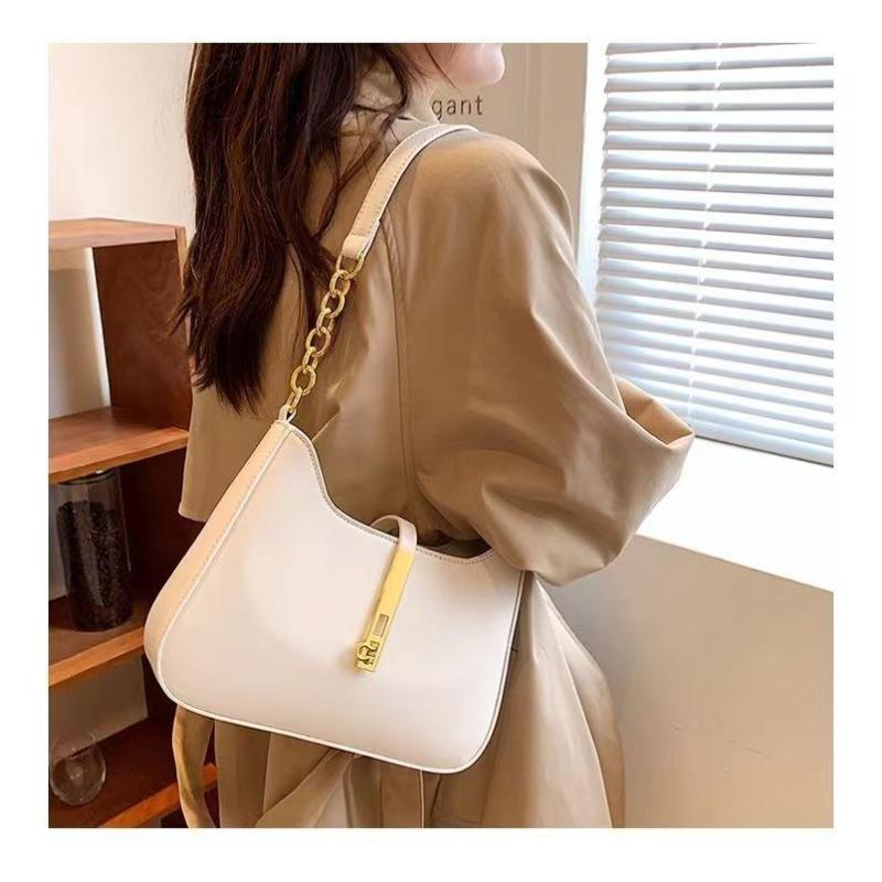 

Premium sense light luxury simple chain women s bag new commuter spring large-capacity bag trendy fashion shoulder women s bag length 27 width 6 height 20 белый