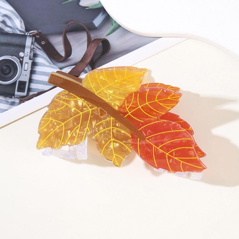 Acrylic Shark Hair Clip Maple Leaf Shape Grab Hair Clip Large Hair Claw Hair Styling Tool