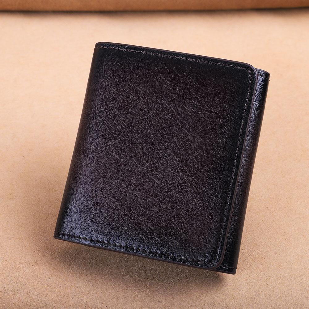 

Кошелек мужской ретро из коровьей кожи высшего слоя, противокражный, многофункциональный маленький кошелек для банкнот, кредитных карт, монет, кошелек с несколькими отделениями для карт кофейный