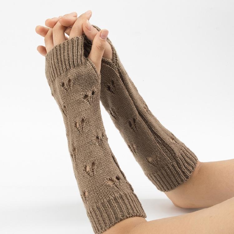 Winter Hand Gloves Soft Warm Gloves Arm Crochet Hollow Out Fingerless Gloves