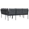 Vidaxl Garden Furniture Set with Cushions, Black, Steel and Textilene