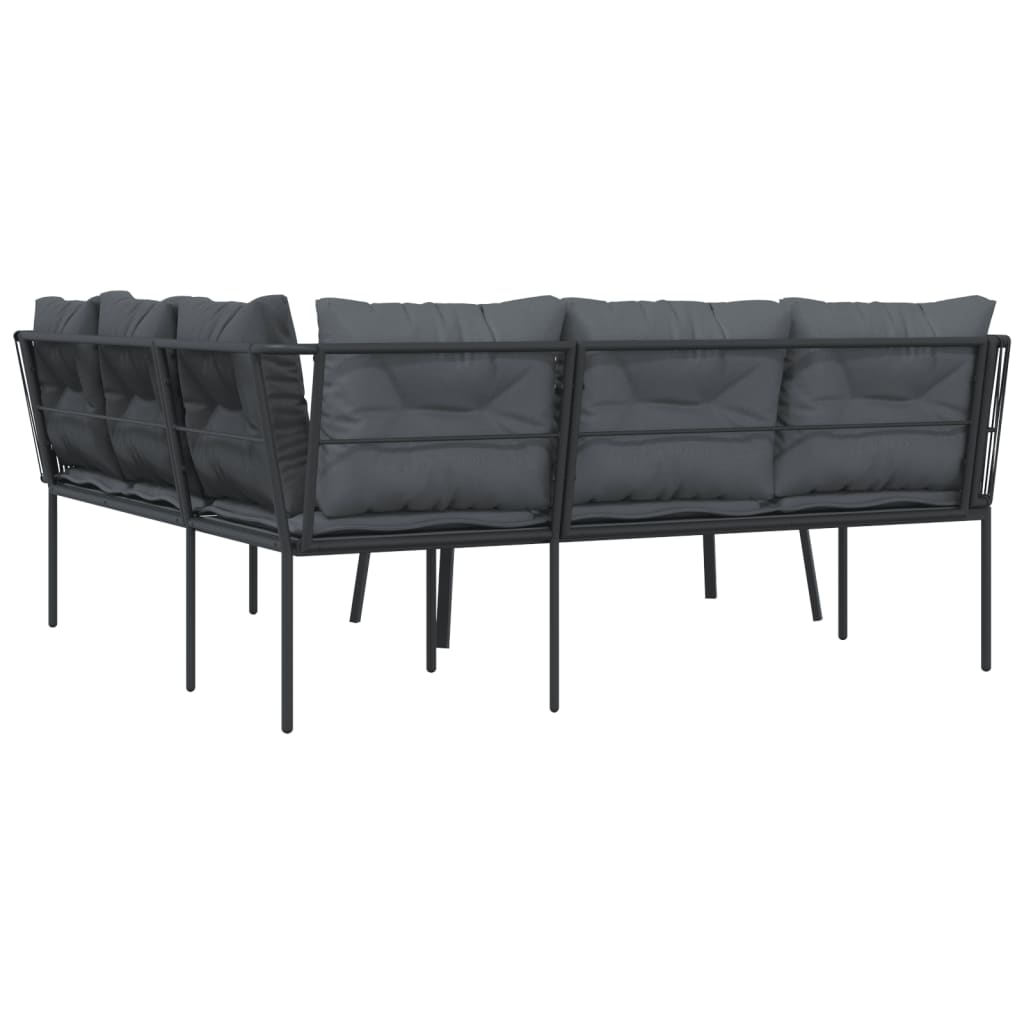 Vidaxl Garden Furniture Set with Cushions, Black, Steel and Textilene