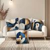 4pcs Linen Pillow Covers 45x45cm Abstract Art Cushion Cases Blue Gold Marble Geometric for Sofa Bed Decor Zipper Closure