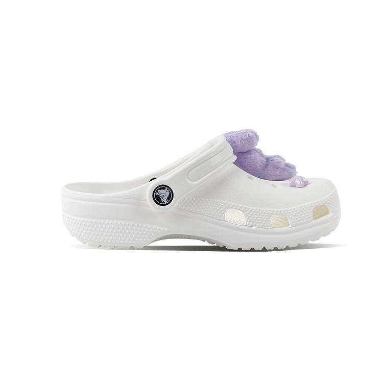 Crocs Classic Clog EVA Purple Rabbit Small Fresh Fashion Cute Home Casual Hole Shoes Unisex White