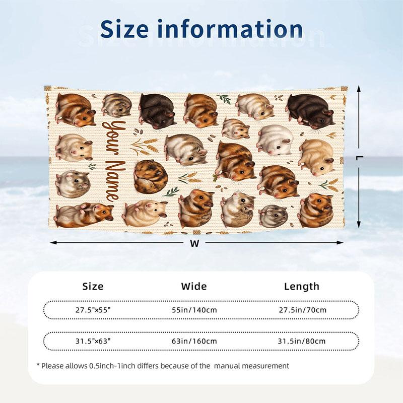 Decorative Artwork Theme Beach Towel Personalized Custom Name & Text Soft Quick Dry Beach Towel for Swimming Travel