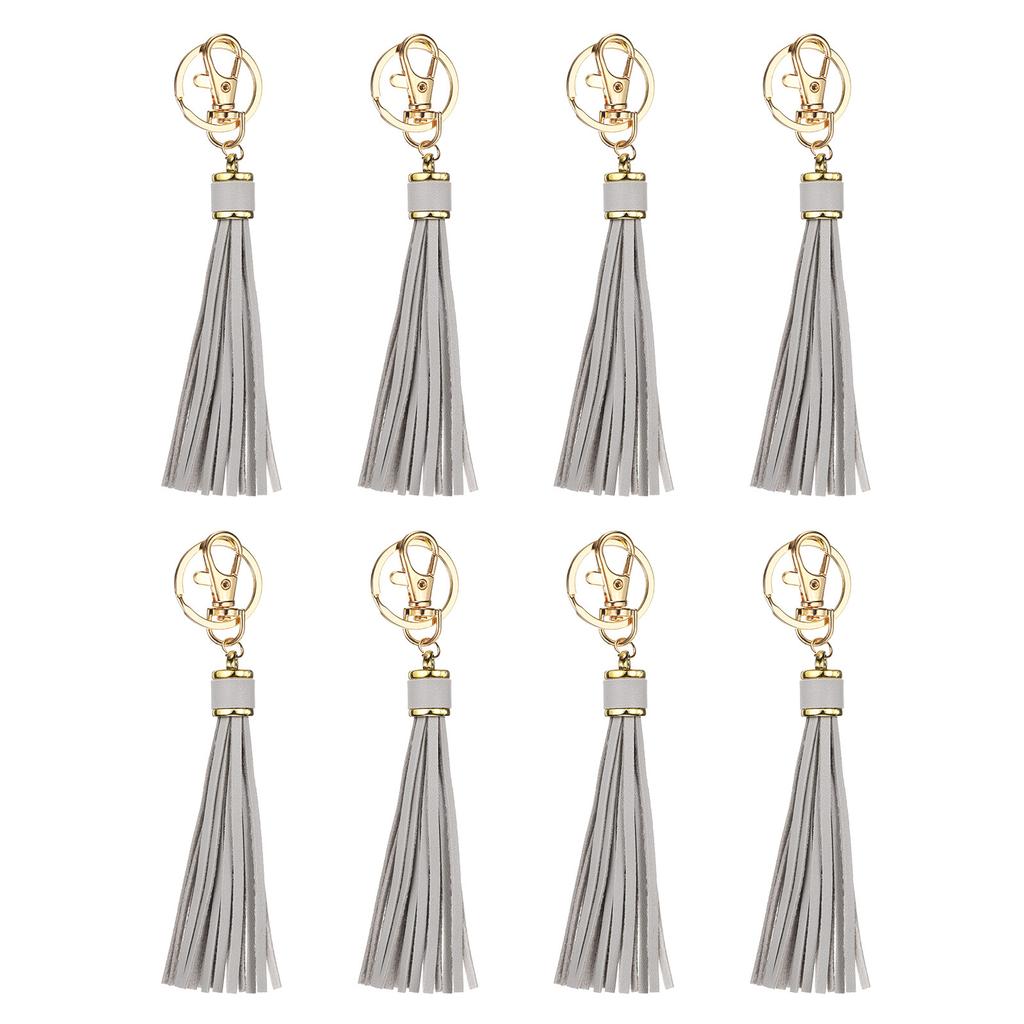 8pcs PU Leather Tassels PU Tassels with Key Rings Tassel Curtain Bag Tassel for Jewelry Making Phone Straps Handbag DIY Crafts