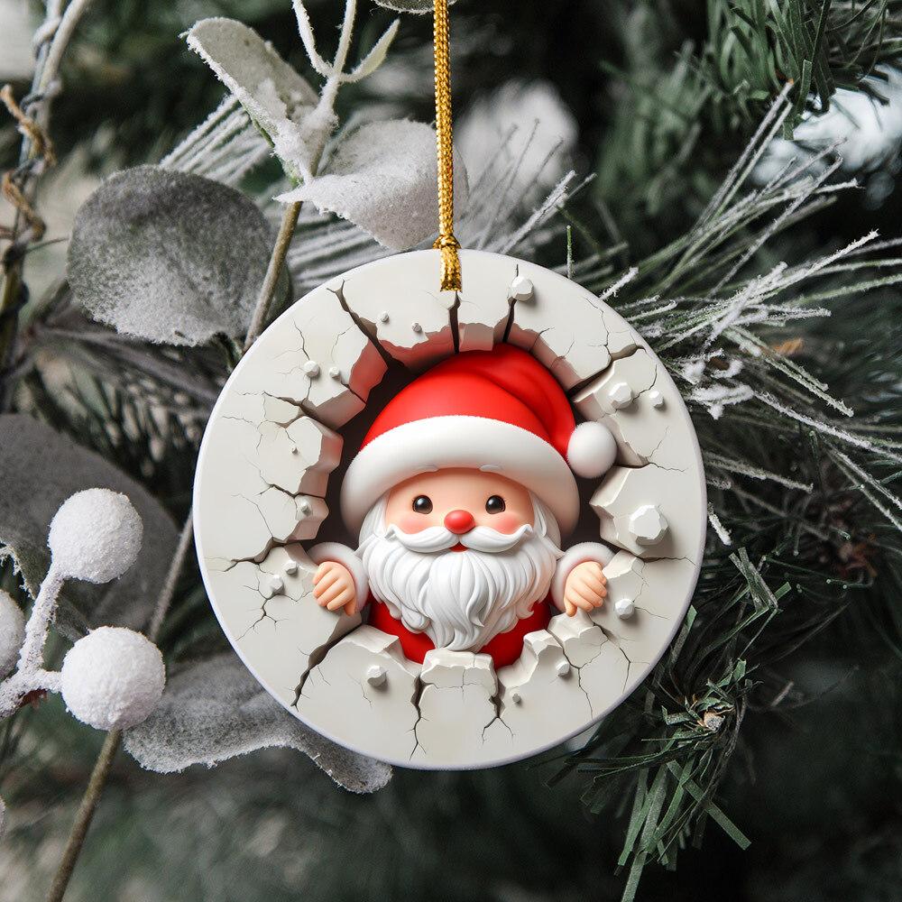 Ozdoba Świąteczna 3D Święty Mikołaj Prezent Ozdoby Świąteczne 2025 Pomysł na Prezent do Wymiany Prezent Ozdoba Święty Mikołaj Dekoracja Świąteczna