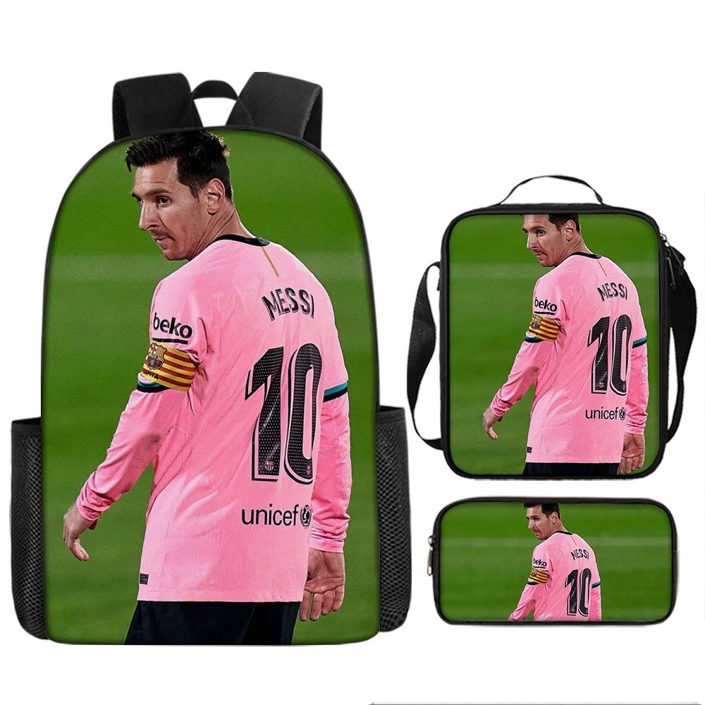 Football Schoolbag Three-Piece Backpack Pencil Bag Satchel Package Primary And Secondary School Students Schoolbag