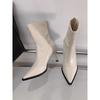 High-heeled short boots women's 2025 autumn and winter new Korean versatile pointed ankle boots thin boots French retro brown short boots