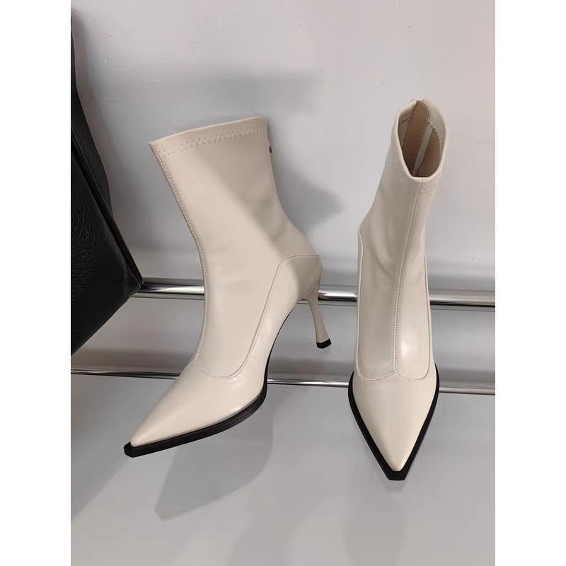 High-heeled short boots women's 2025 autumn and winter new Korean versatile pointed ankle boots thin boots French retro brown short boots
