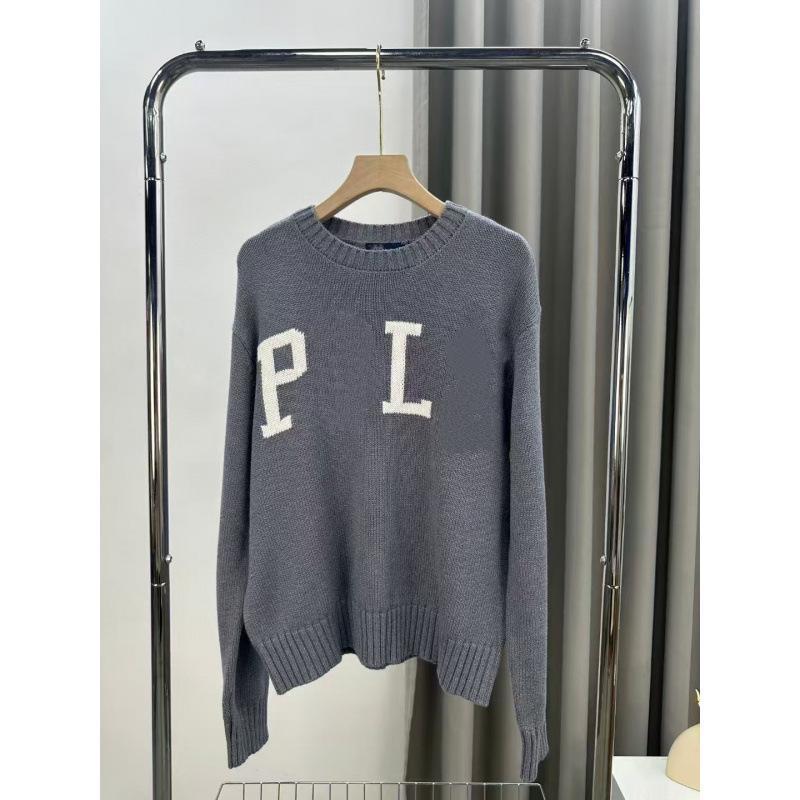 Women s Letter Jacquard Sweater - 2025 Autumn/Winter Loose Casual Round Neck Knit Pullover Large
