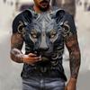 Men's T-shirt 3D lion print T-shirt summer short sleeved streetwear