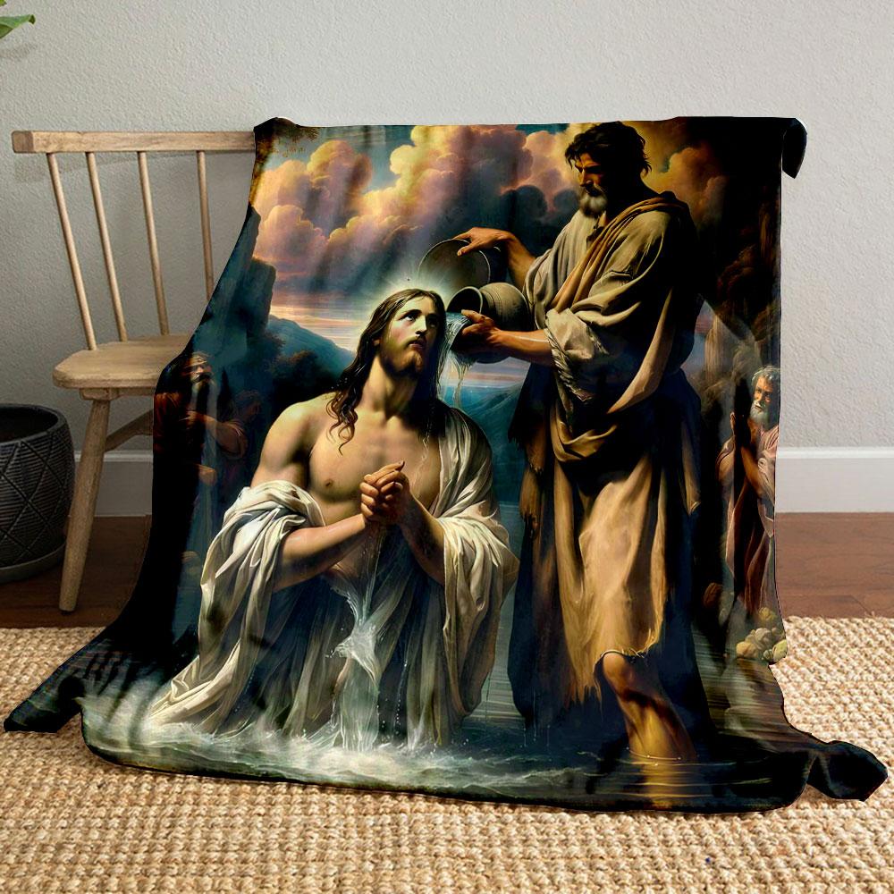 

Jesus Baptism Scene Blanket Printed Blanket for Living Room Bed Couch lunch break Soft Cozy Blanket for Friend s festival Gift 80cm x 120cm