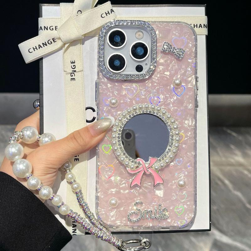 Pearl Bowtie Butterfly Mirror Case for iPhone 17 Pro Max 15/16