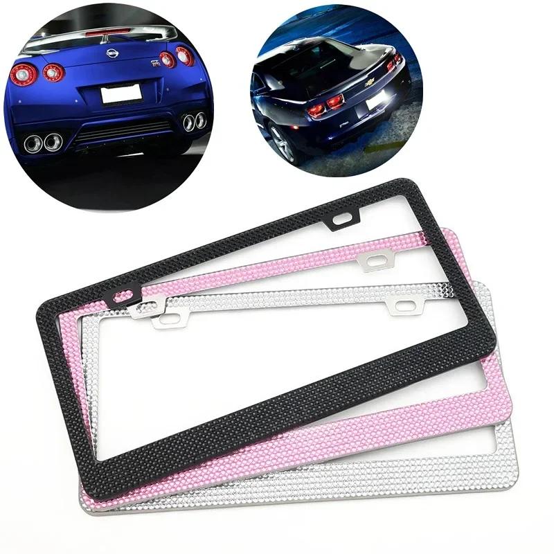 1/2PCS 31*16cm Bling Crystal License Plate Frame Women Rhinestone Car License Plate Frame Cover Holder Car Accessories New